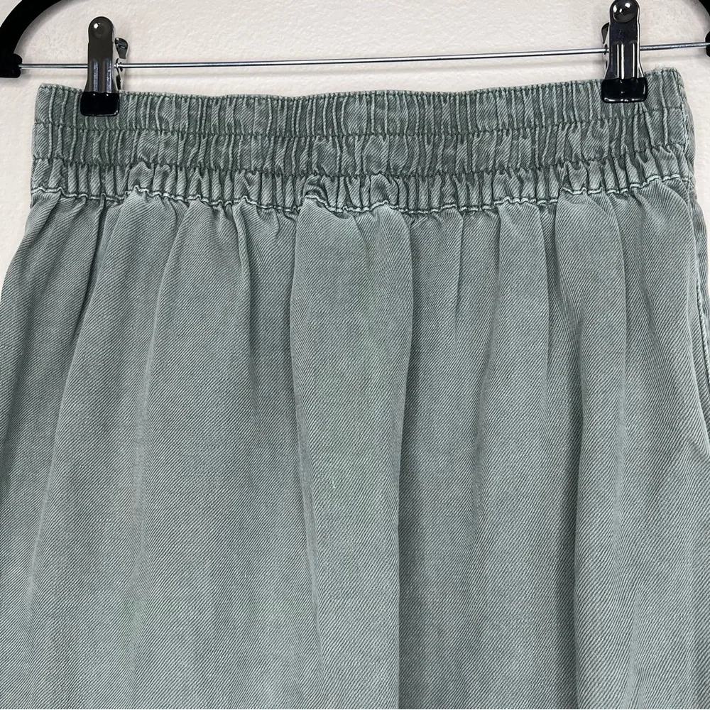 Aerie Washed Olive Green Linen & Lyocell Button Front Mini Skirt Sz S - Picture 11 of 13